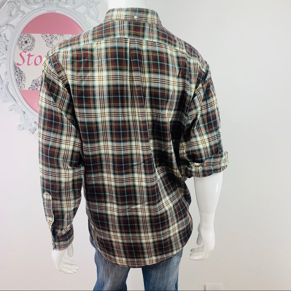 Ralph Lauren/ Plaid Brown Green Cream Blue Yellow - Picture 5 of 9